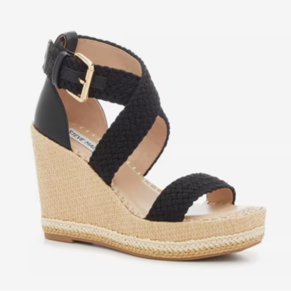 Steve Madden Black Wedge Sandals